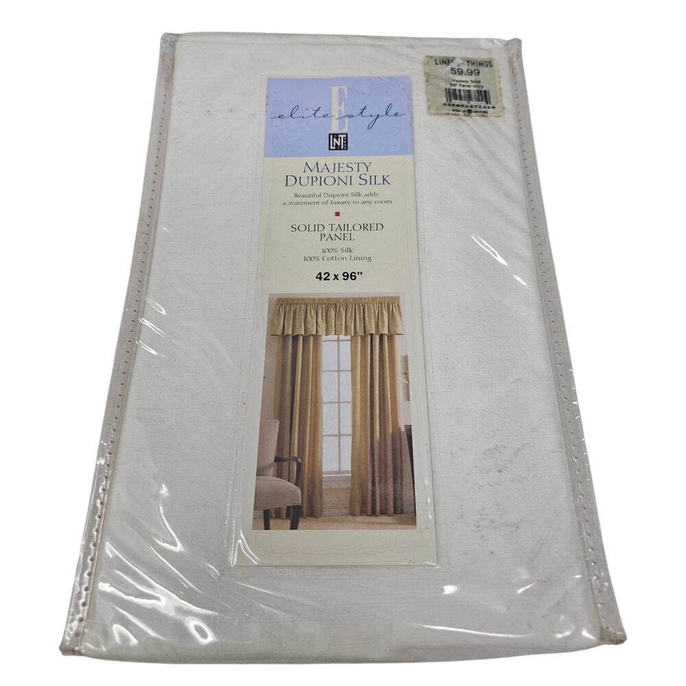 NEW Linen N Things Silk Solid Tailored Curtain Panel Ivory 42x96 Majesty Dupioni